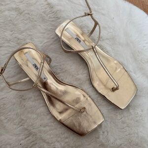 Zara gold kitten heel sandals